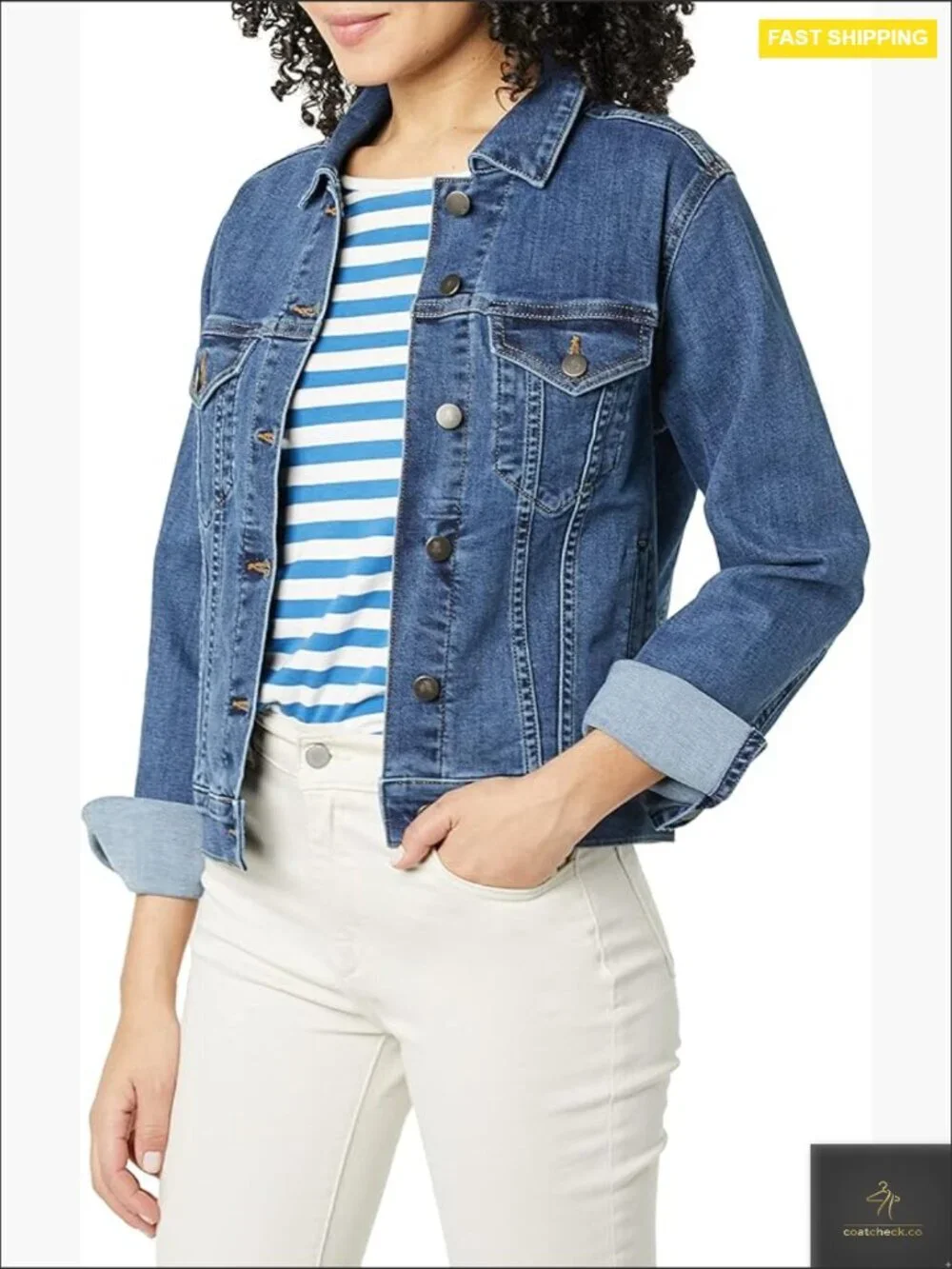 Classic Denim Jacket Regular Fit High Stretch Y2K Chic Layering Piece